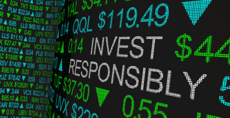 responsible investments mixed with stock market background