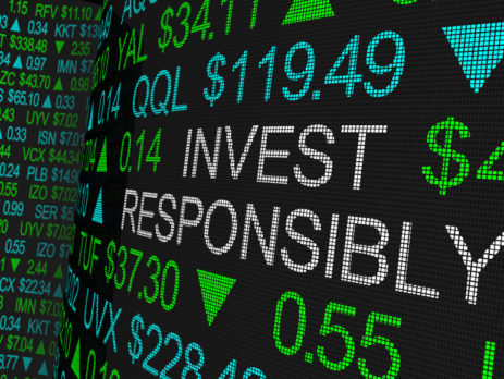 responsible investments mixed with stock market background