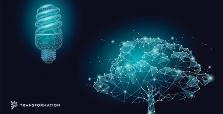 digital tree and lightbulb, agrivoltaics concept