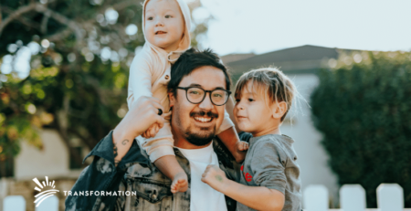 father with two children